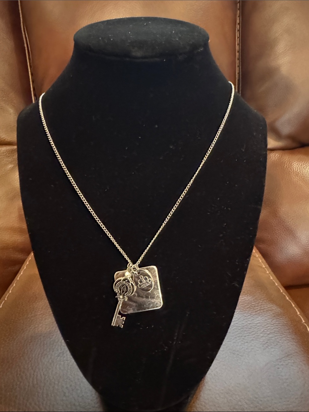 Silver Key and Tag Pendant Necklace - Unbranded